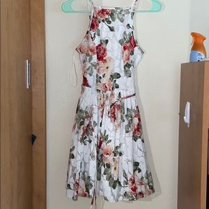 White and floral dress
